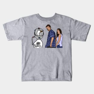 Distracted Boyfriend Meme With Funny Sci Fi Goose Astronaut Kids T-Shirt